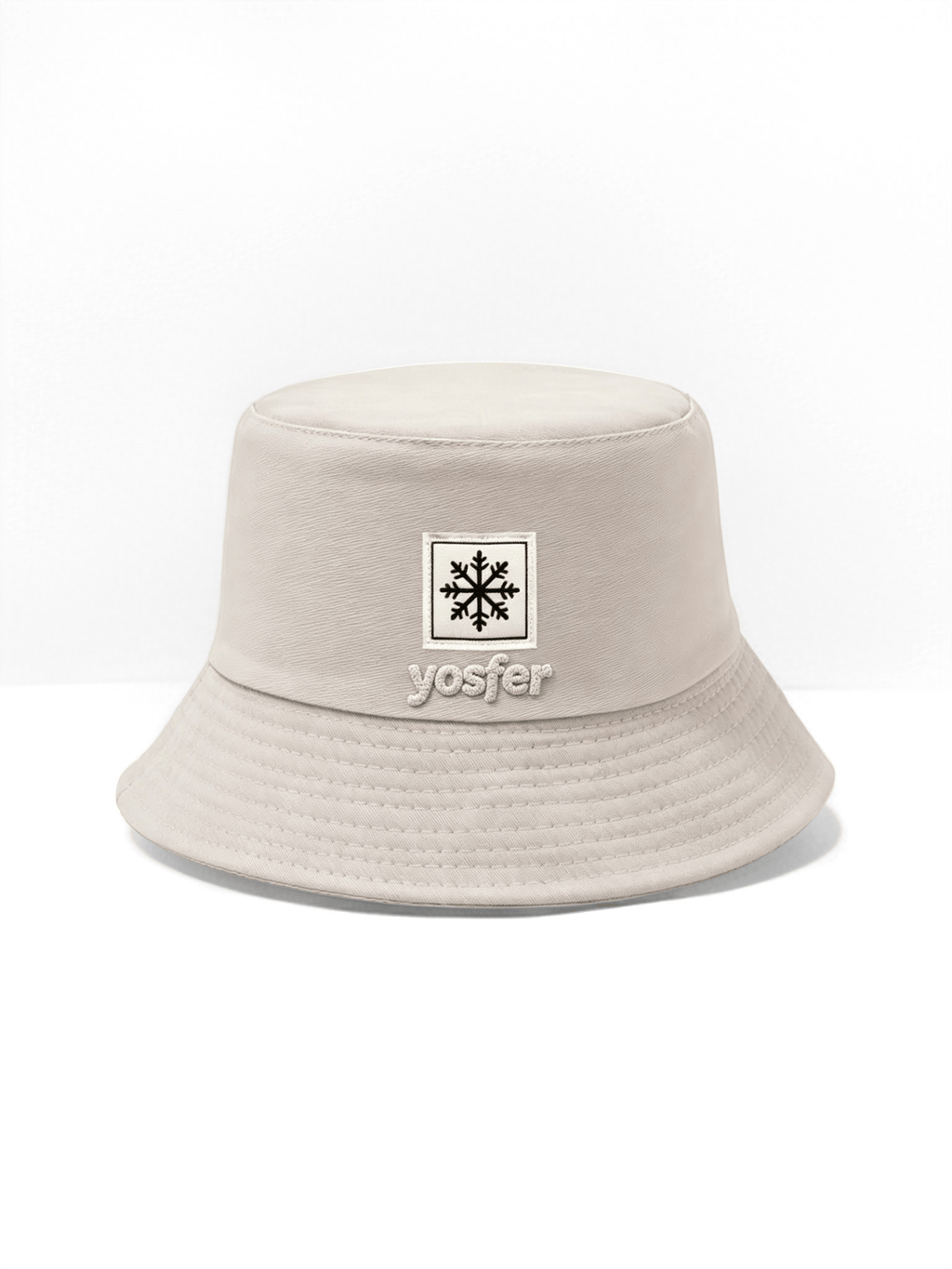 Yosfer Light Beige Snowflake Embroidery Bucket Hat