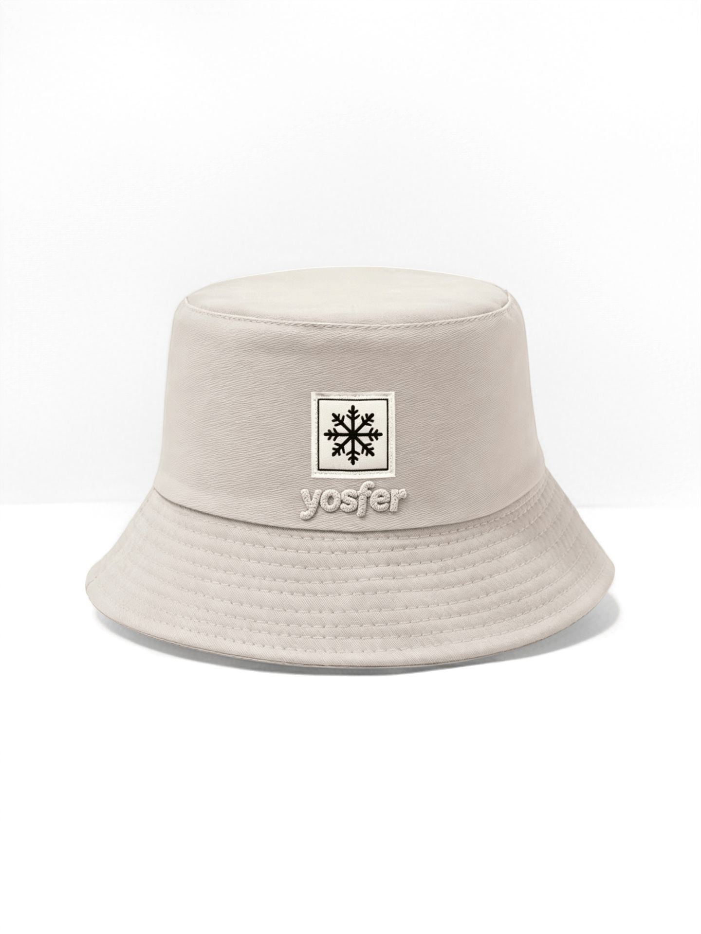 Yosfer Light Beige Snowflake Embroidery Bucket Hat