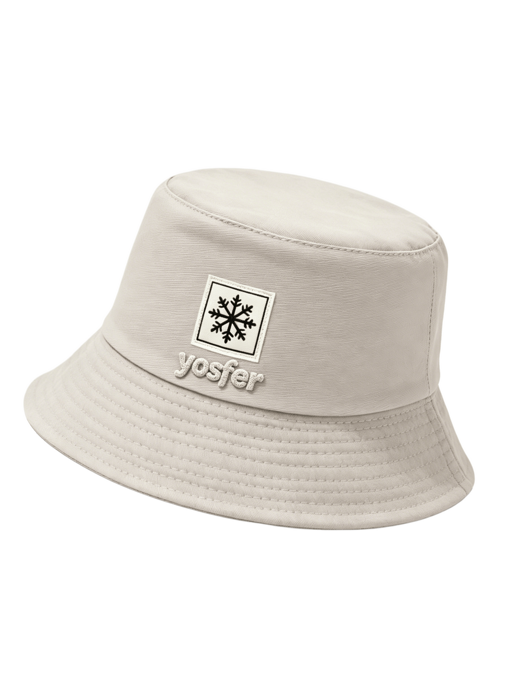 Yosfer Light Beige Snowflake Embroidery Bucket Hat