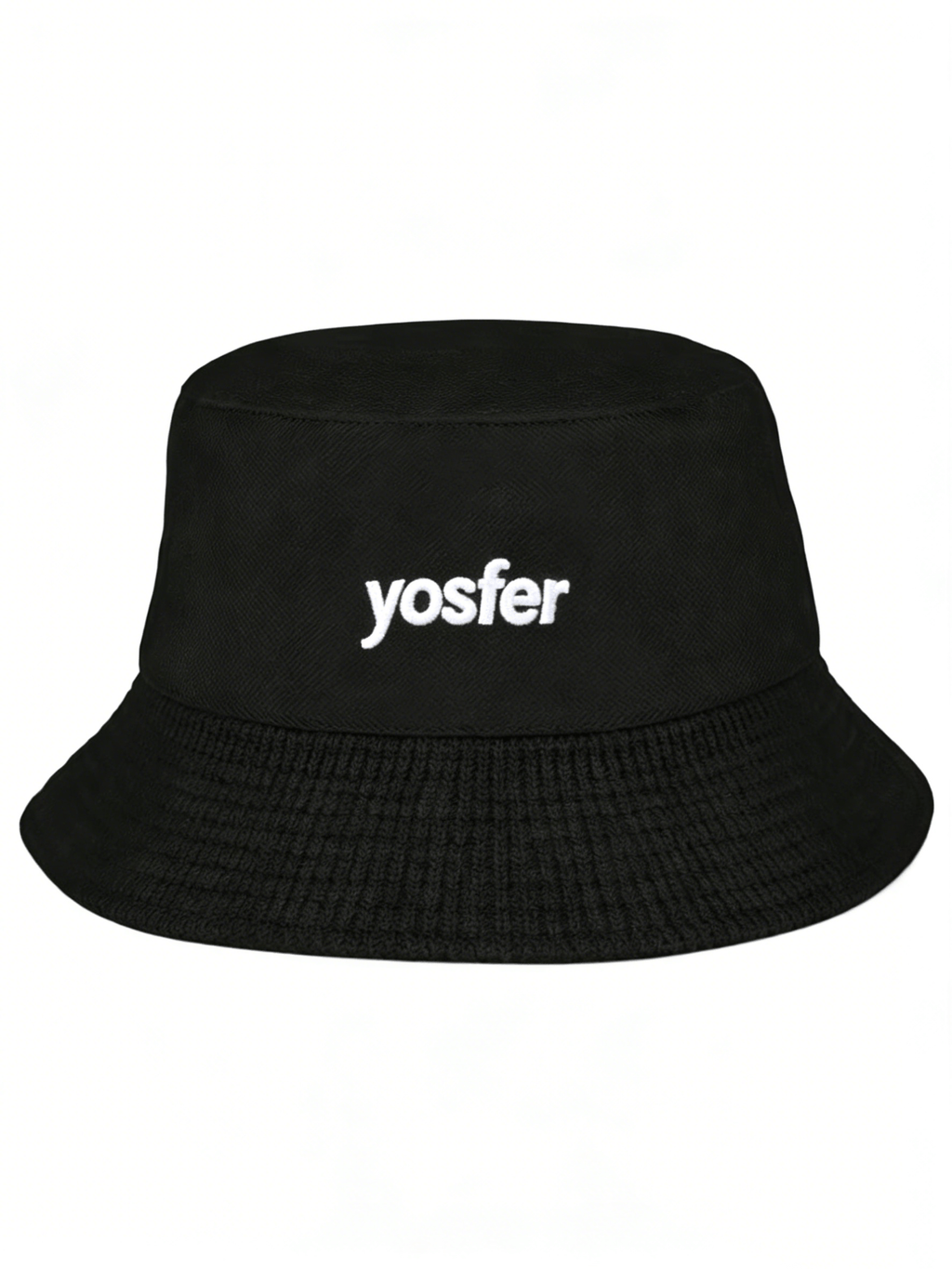 Yosfer Classic Black Embroidered Logo Bucket Hat