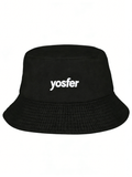 Yosfer Classic Black Embroidered Logo Bucket Hat