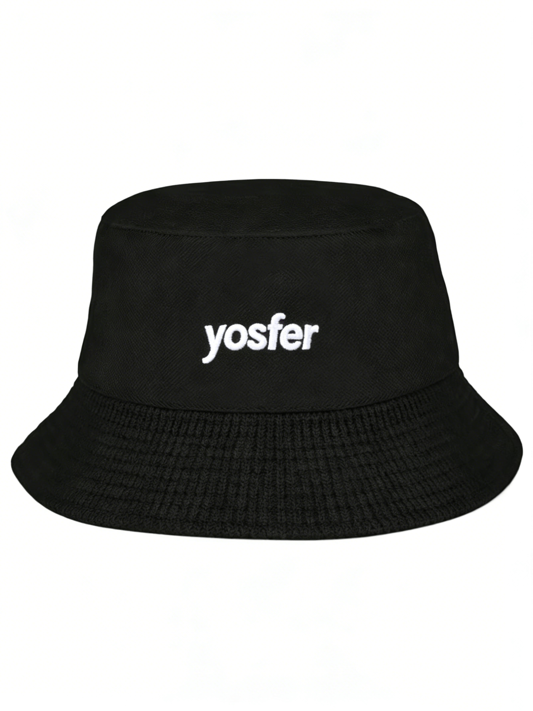 Yosfer Classic Black Embroidered Logo Bucket Hat
