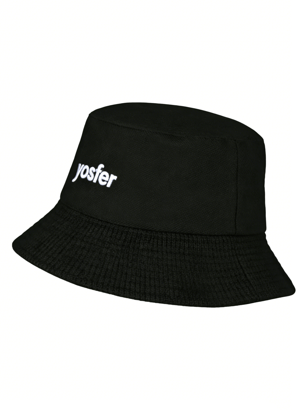 Yosfer Classic Black Embroidered Logo Bucket Hat