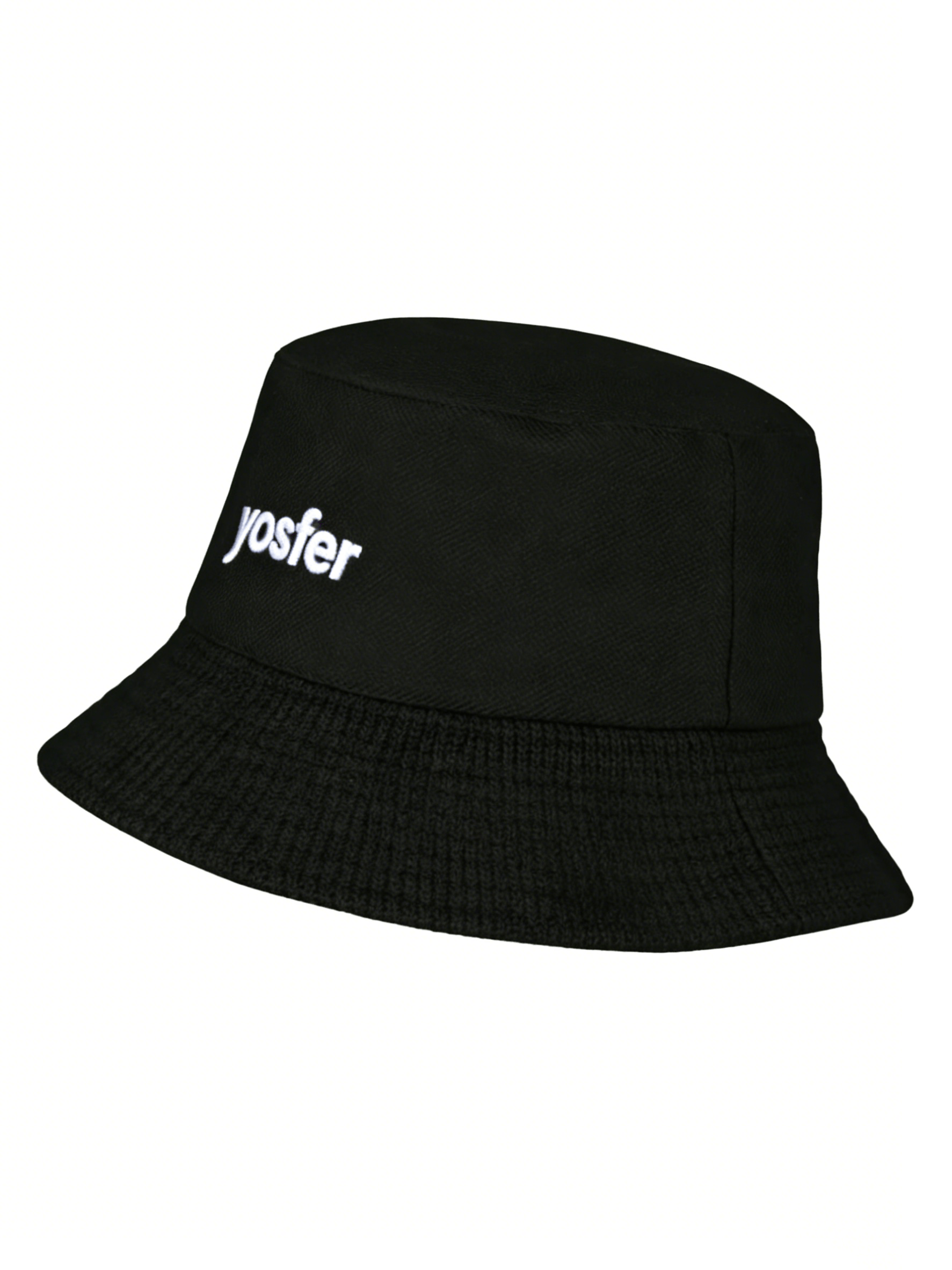 Yosfer Classic Black Embroidered Logo Bucket Hat