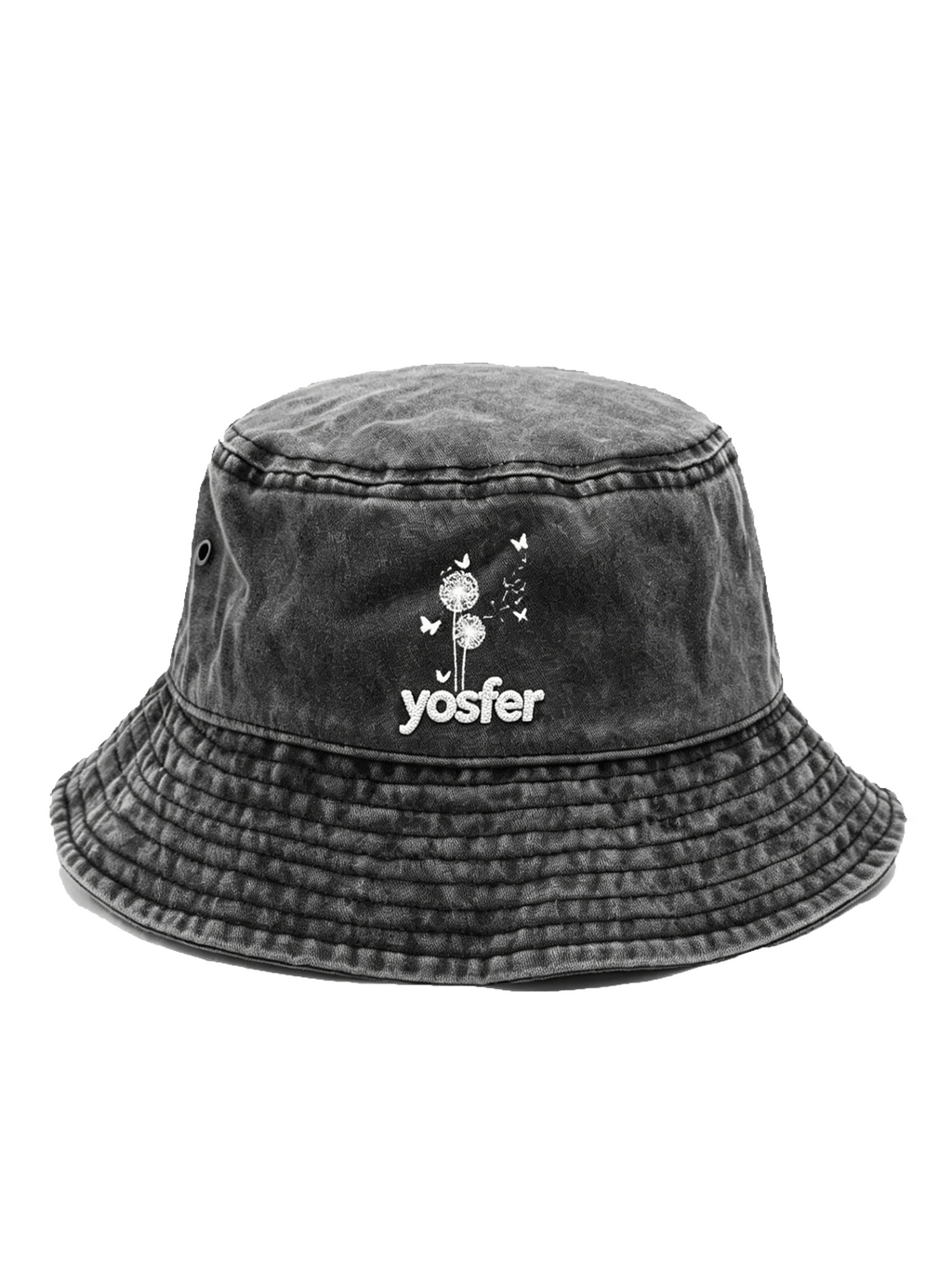 Yosfer Vintage Black Dandelion Butterfly Graphic Bucket Hat