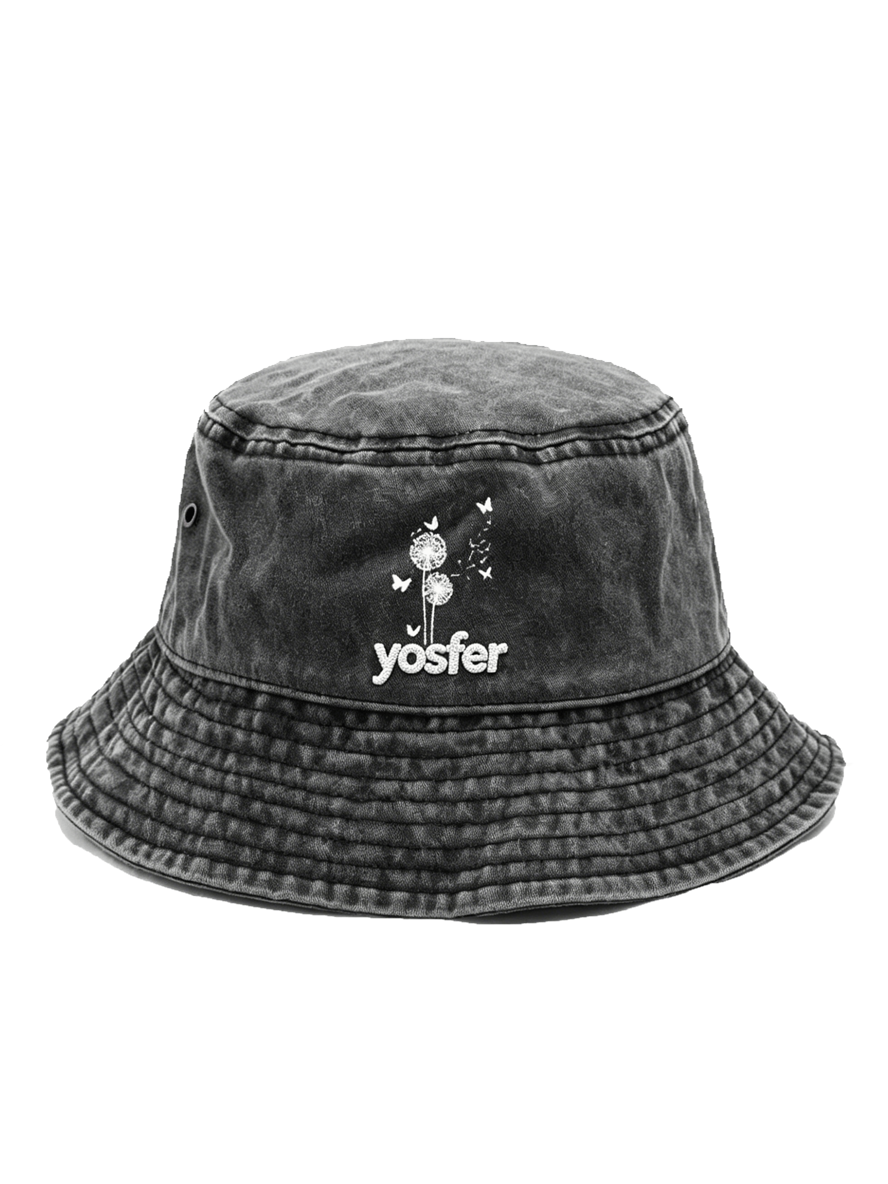 Yosfer Vintage Black Dandelion Butterfly Graphic Bucket Hat