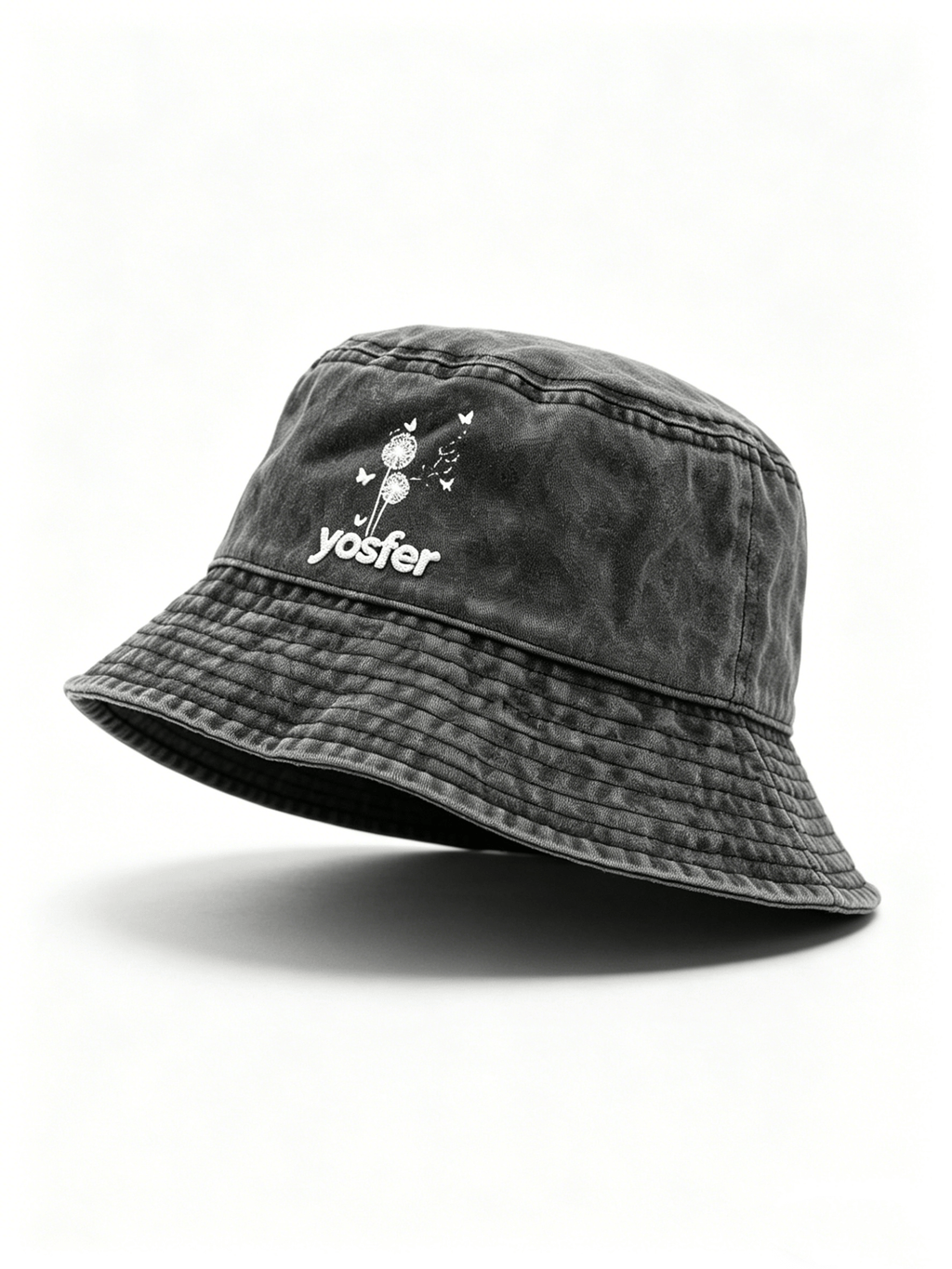 Yosfer Vintage Black Dandelion Butterfly Graphic Bucket Hat
