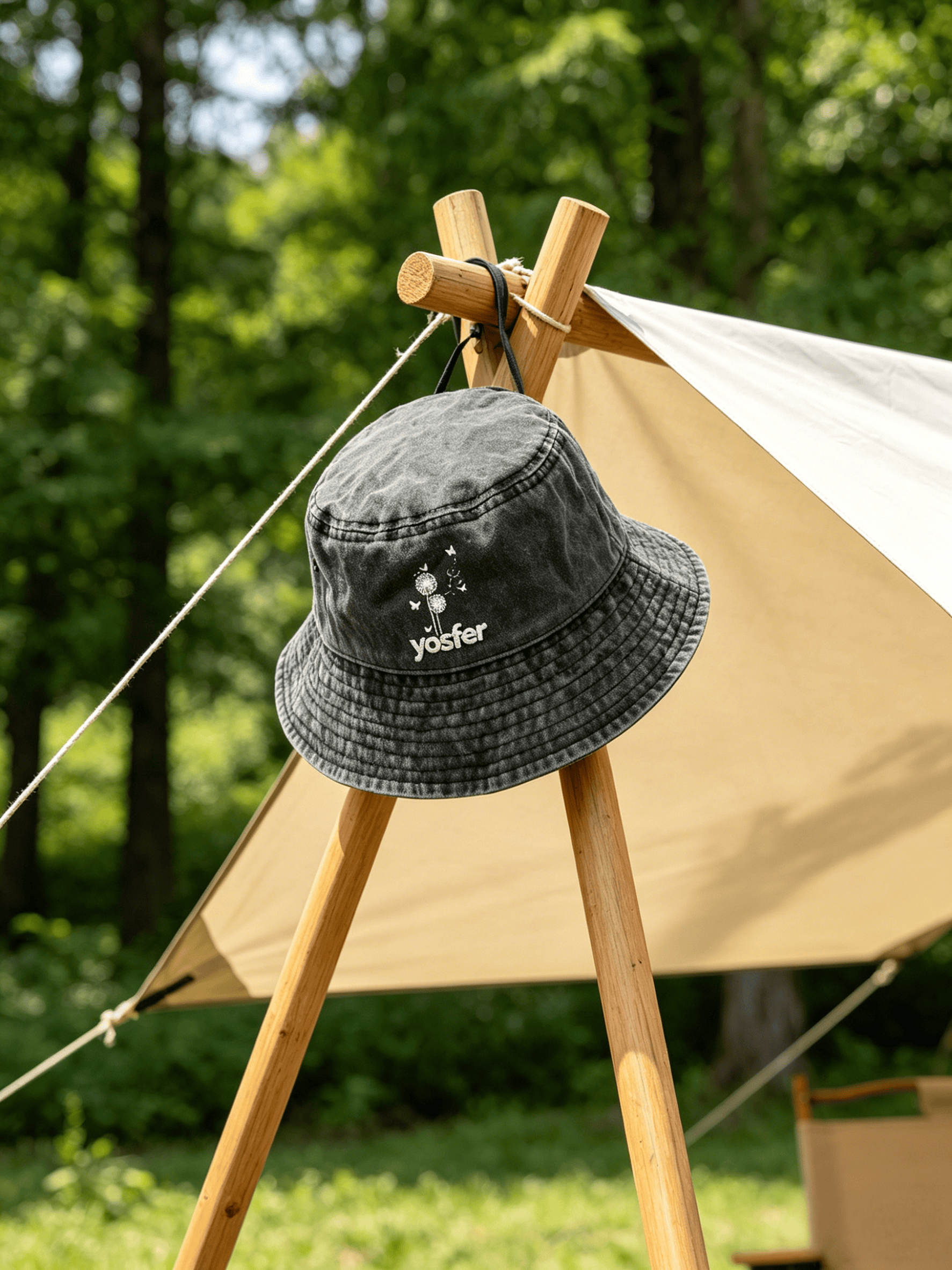 Yosfer Vintage Black Dandelion Butterfly Graphic Bucket Hat