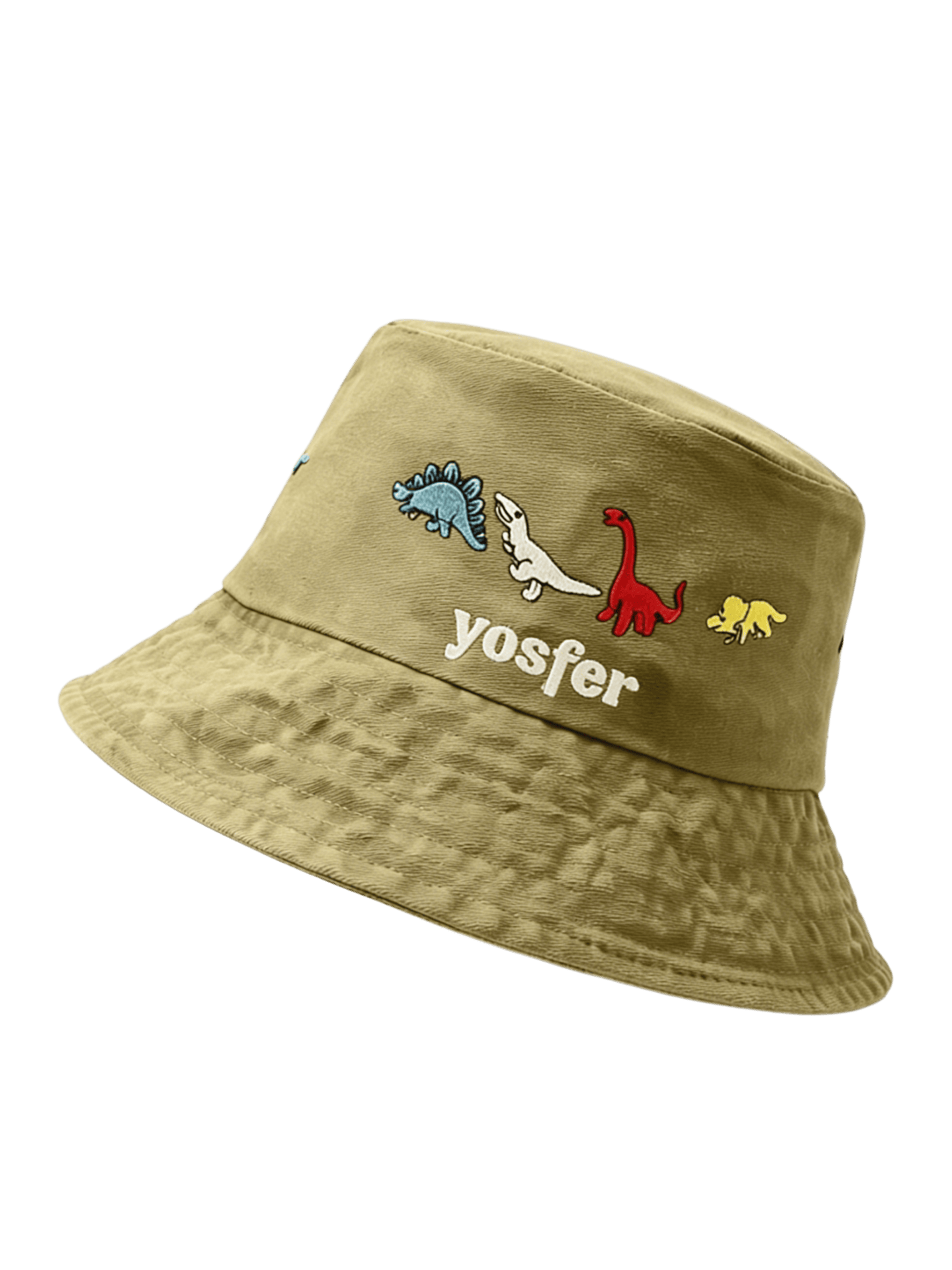 Yosfer Vintage Dinosaur Embroidered Bucket Hat