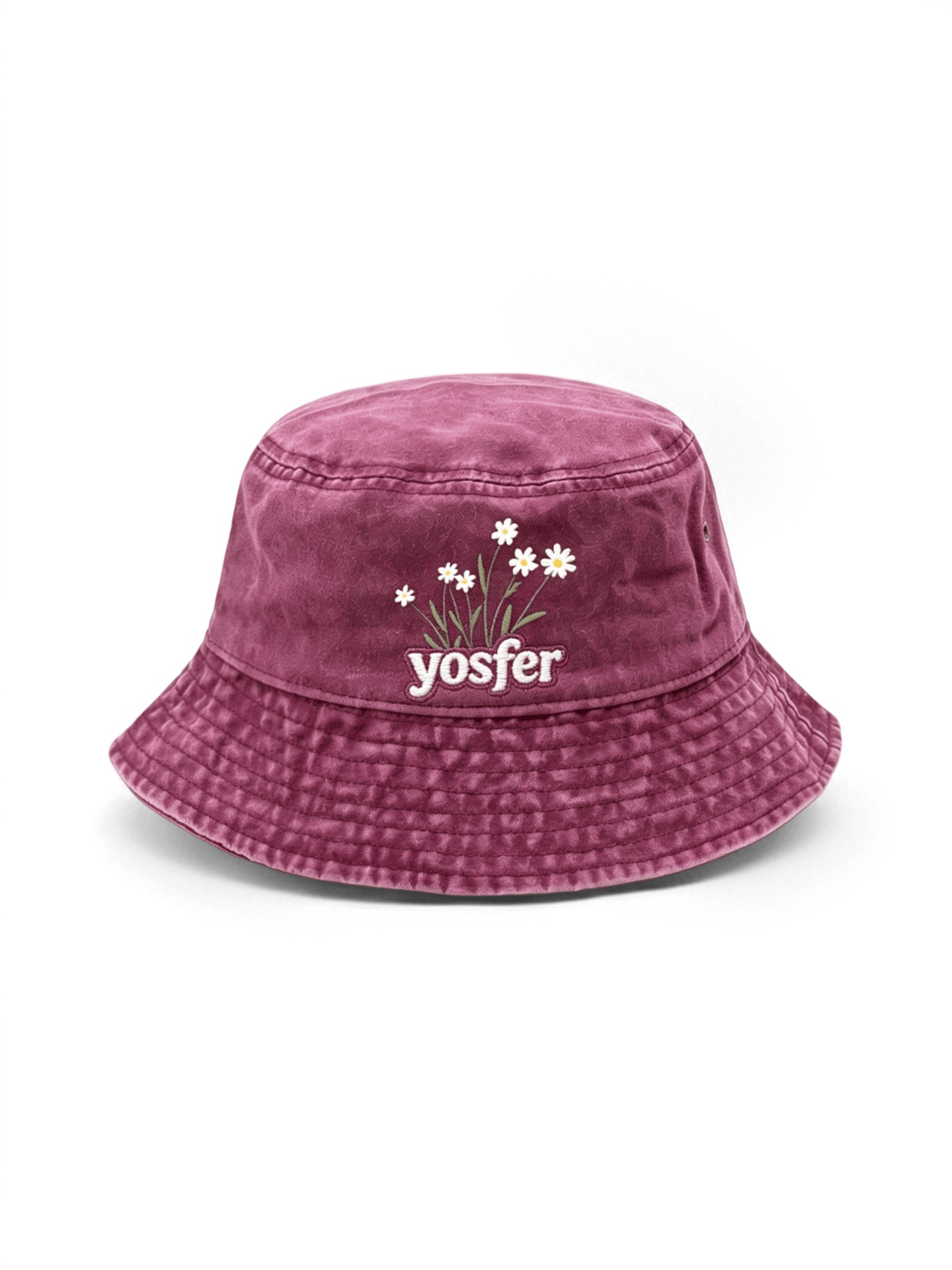 Yosfer Vintage Magenta Floral Daisy Casual Bucket Hat