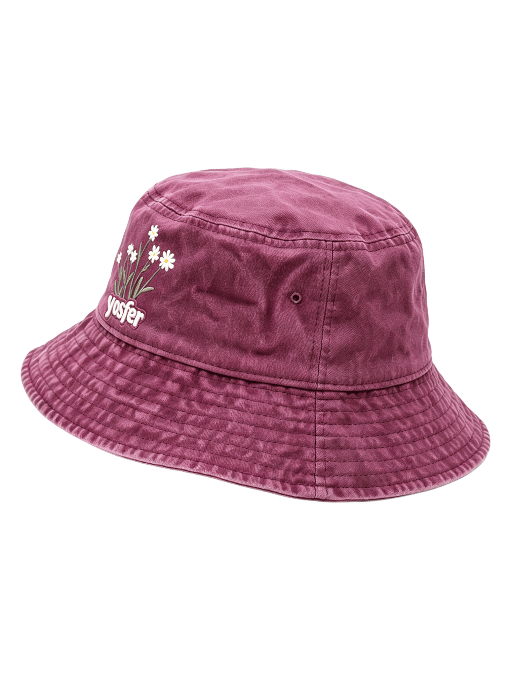 Yosfer Vintage Magenta Floral Daisy Casual Bucket Hat