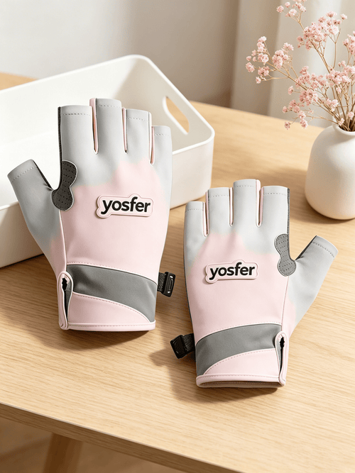 Yosfer Blush Grey Breathable Half Finger Sports Gloves