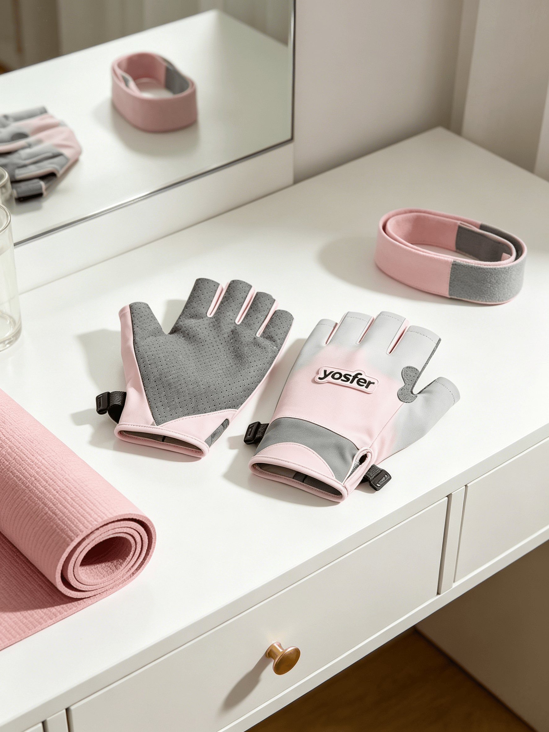 Yosfer Blush Grey Breathable Half Finger Sports Gloves