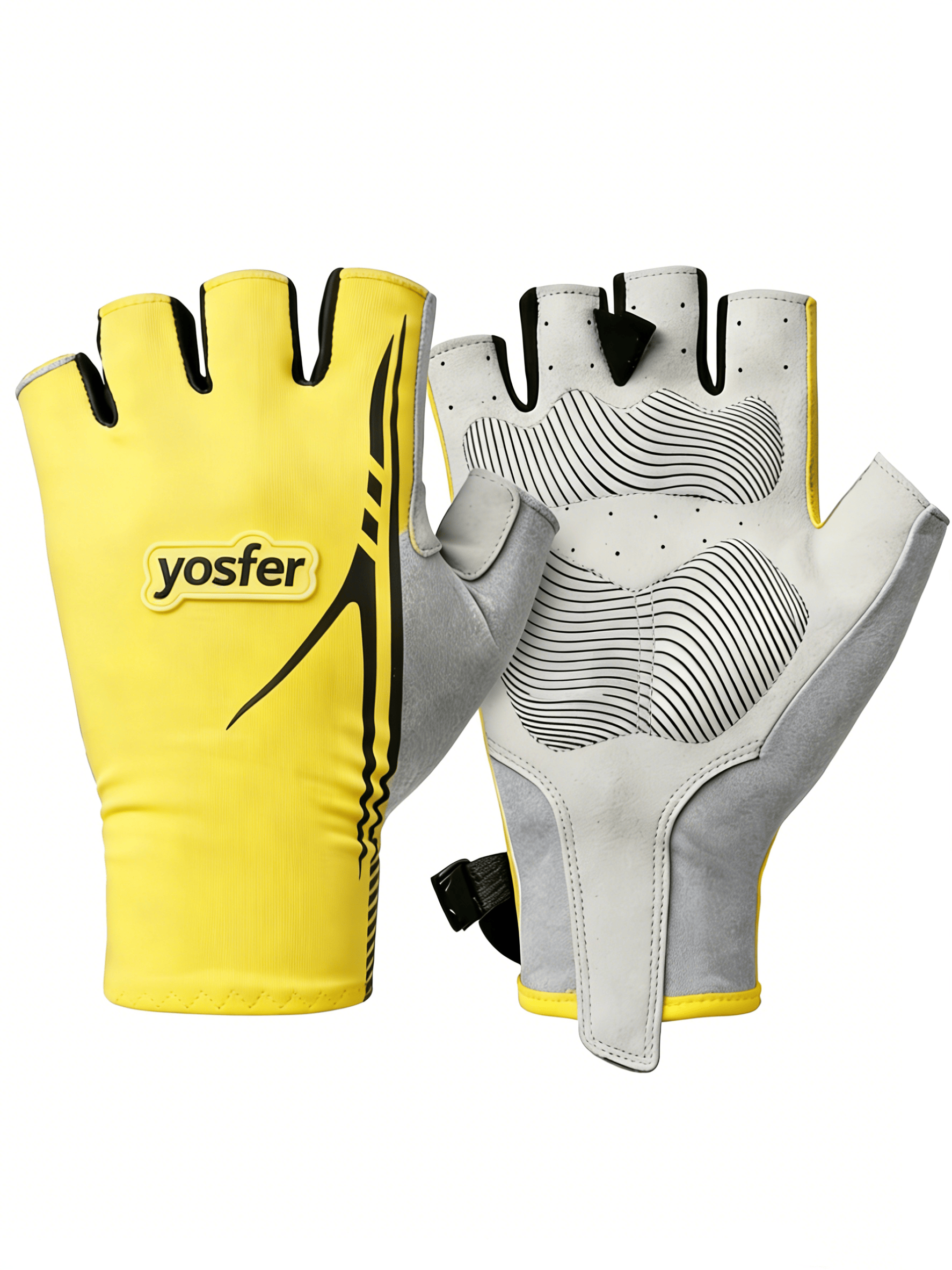 Yosfer Yellow Grey Half Finger Sports Gloves