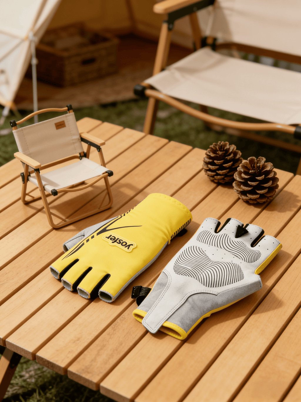 Yosfer Yellow Grey Half Finger Sports Gloves