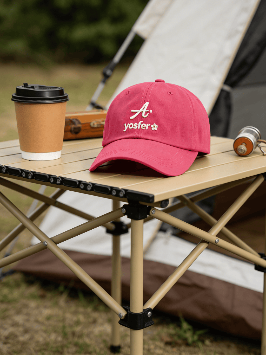 Yosfer Vibrant Pink A Logo Adjustable Baseball Cap
