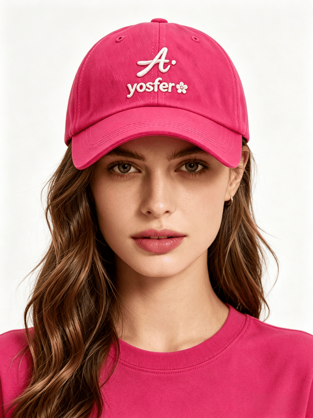 Yosfer Vibrant Pink A Logo Adjustable Baseball Cap