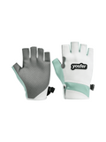 Yosfer White Mint Green Perforated Half Finger Sports Gloves