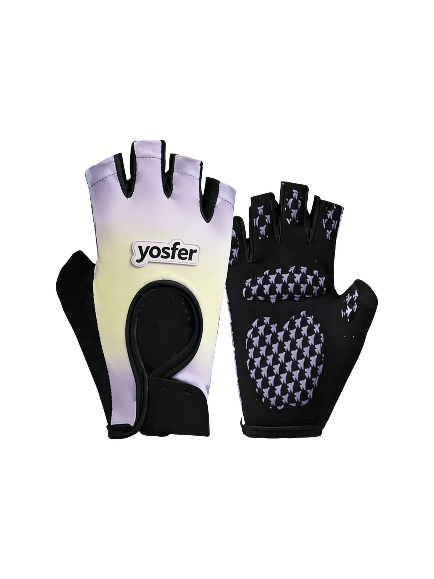 Yosfer Gradient Purple Yellow Half Finger Sports Gloves