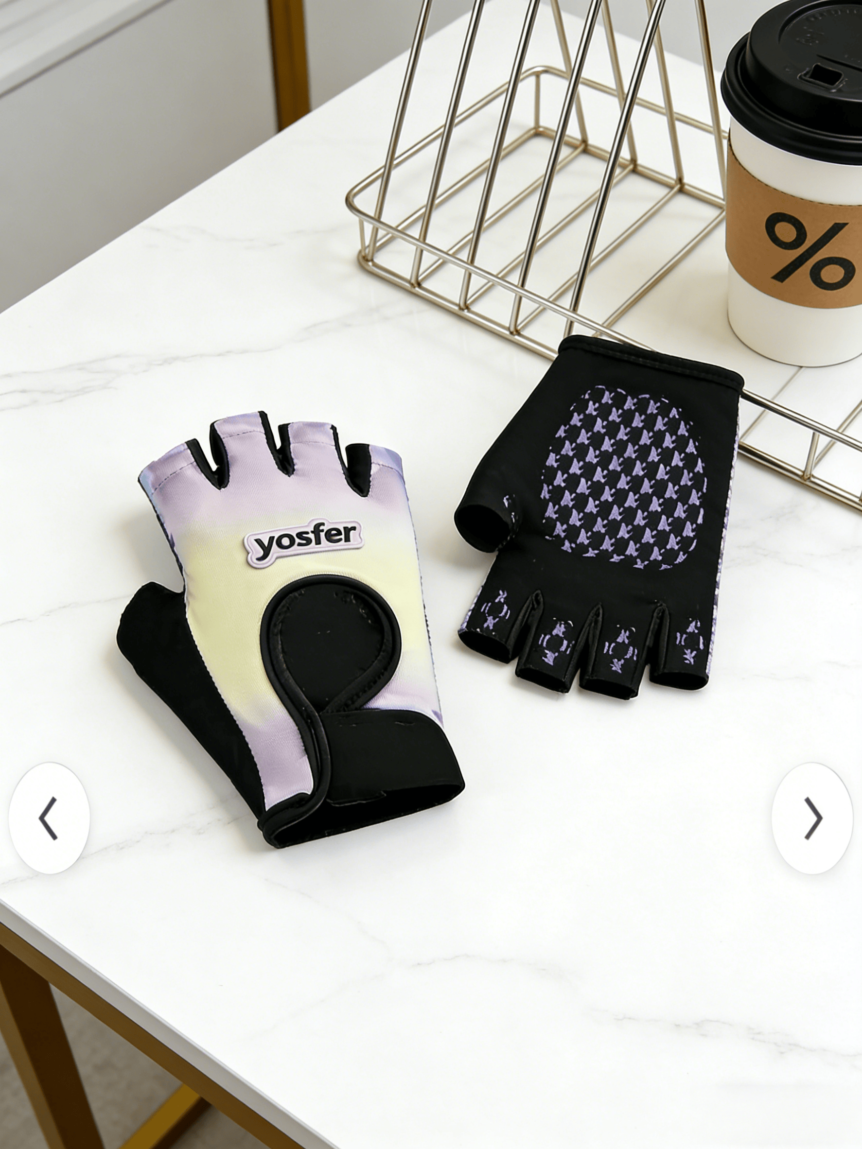 Yosfer Gradient Purple Yellow Half Finger Sports Gloves