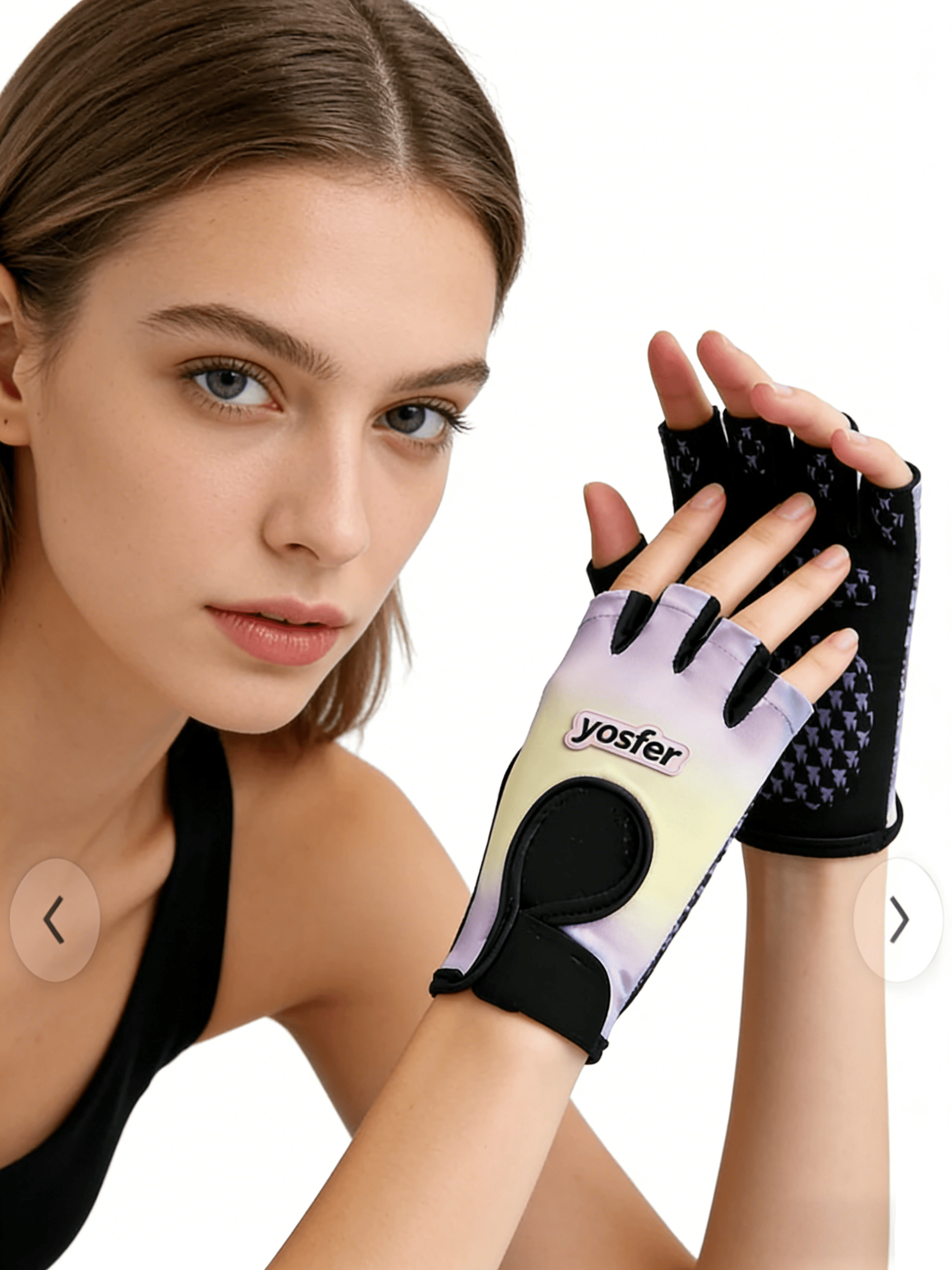 Yosfer Gradient Purple Yellow Half Finger Sports Gloves