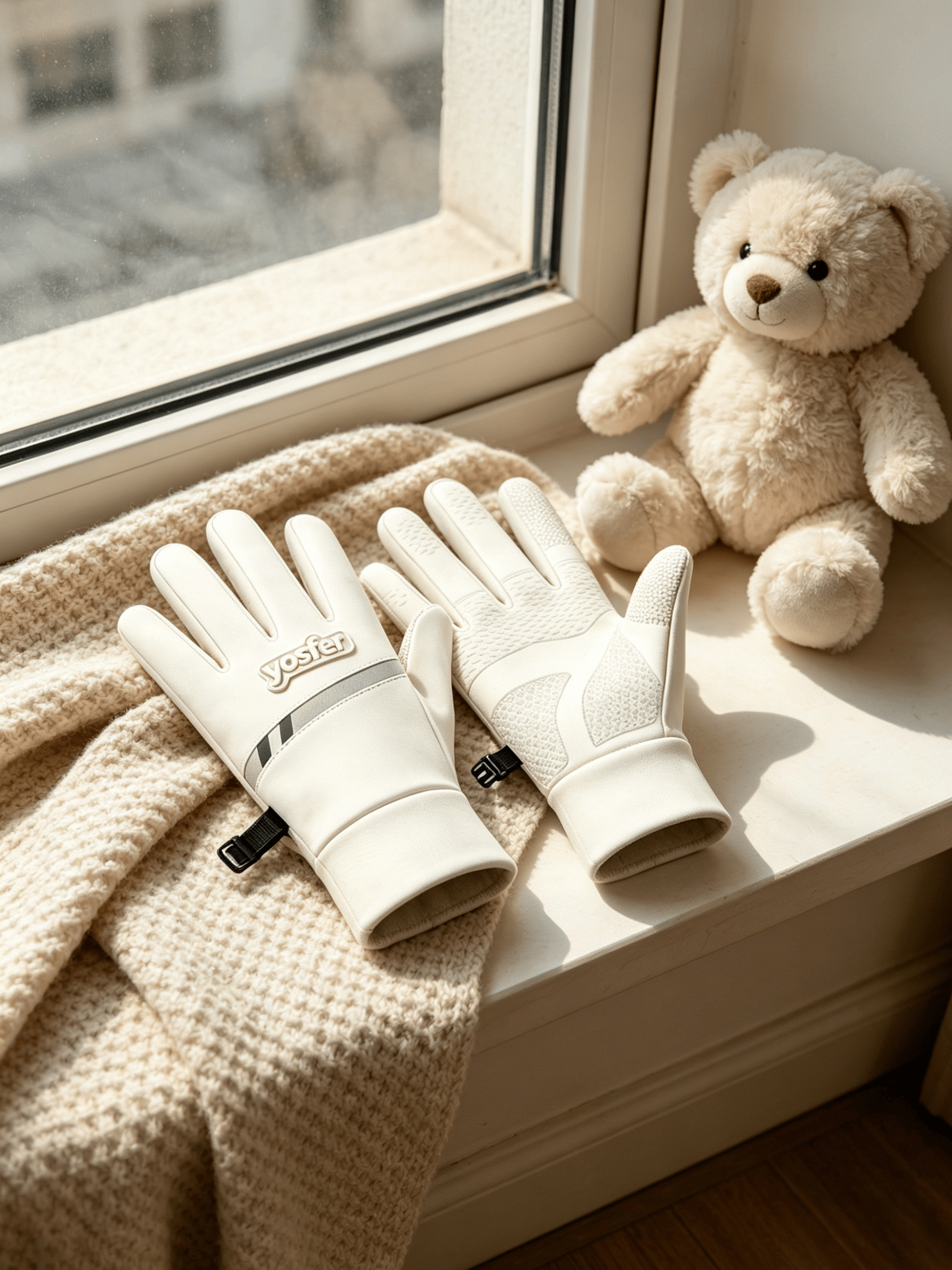Yosfer Beige Non-Slip Full Finger Sports Gloves