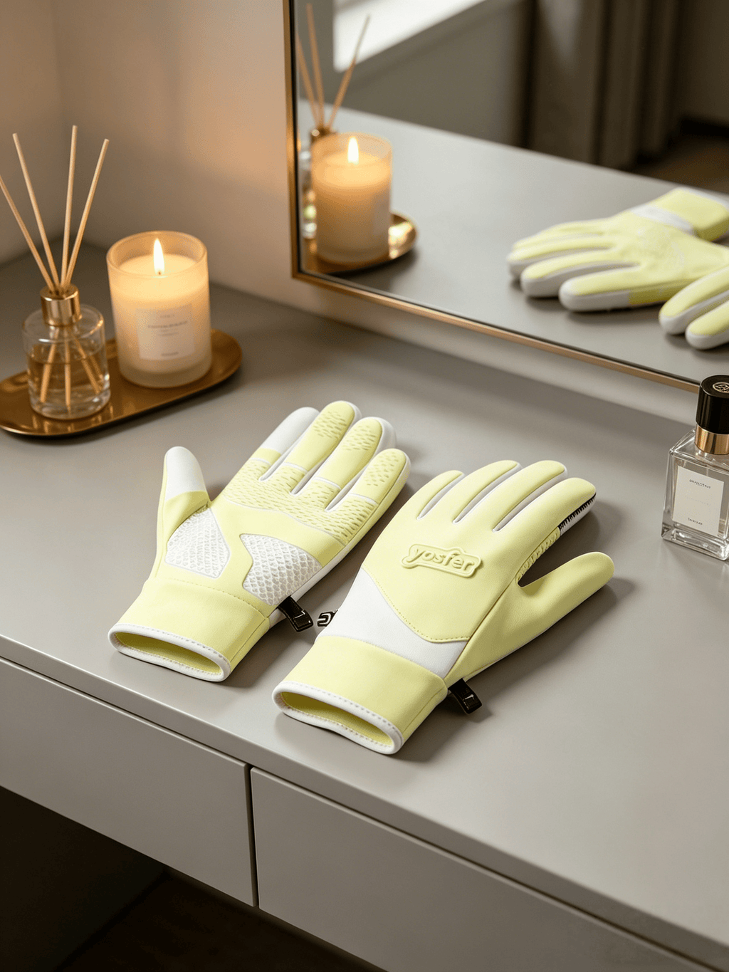 Yosfer Lemon Yellow Non-slip Touchscreen Full Finger Gloves