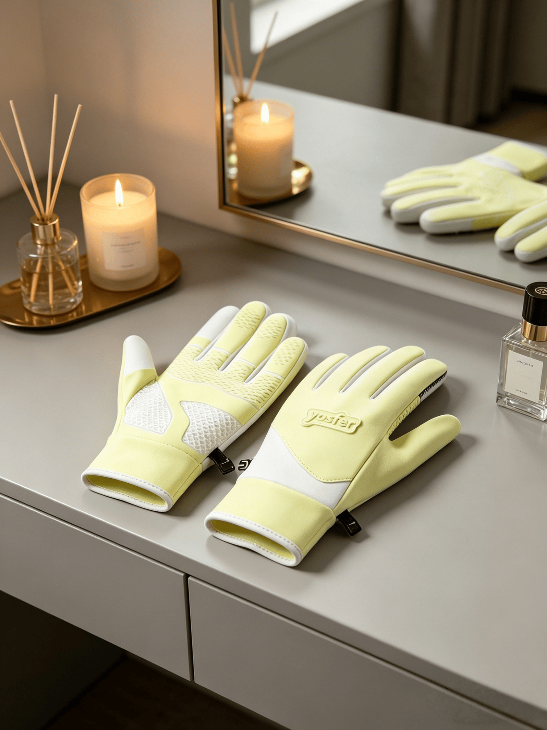 Yosfer Lemon Yellow Non-slip Touchscreen Full Finger Gloves
