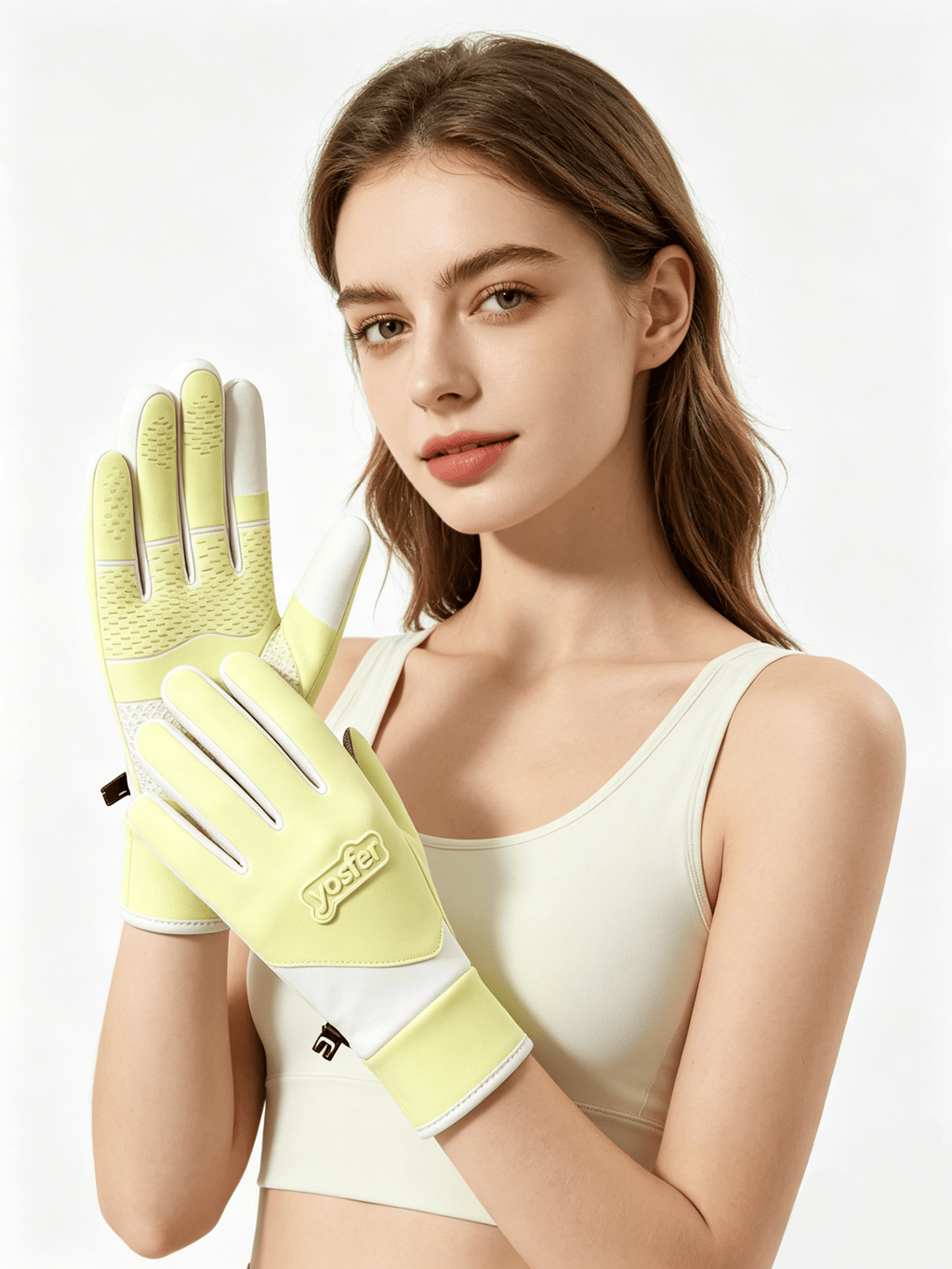 Yosfer Lemon Yellow Non-slip Touchscreen Full Finger Gloves