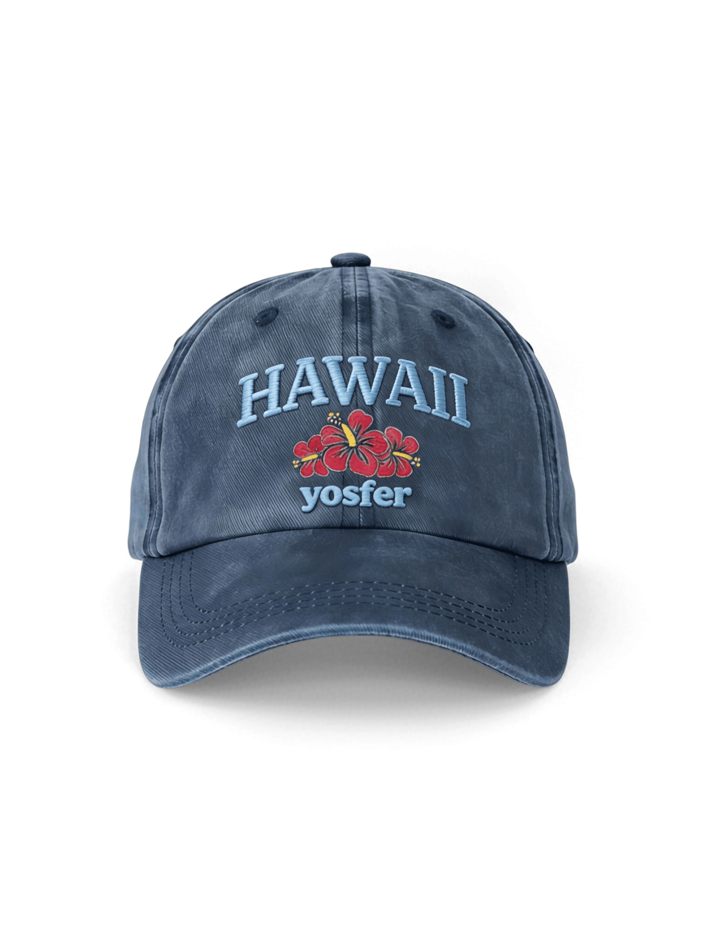 Yosfer Vintage Denim Hawaii Flower Baseball Cap