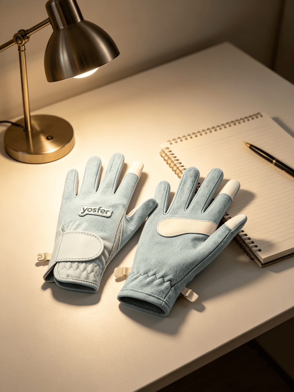 Yosfer Pastel Blue Suede Non-slip Outdoor Gloves