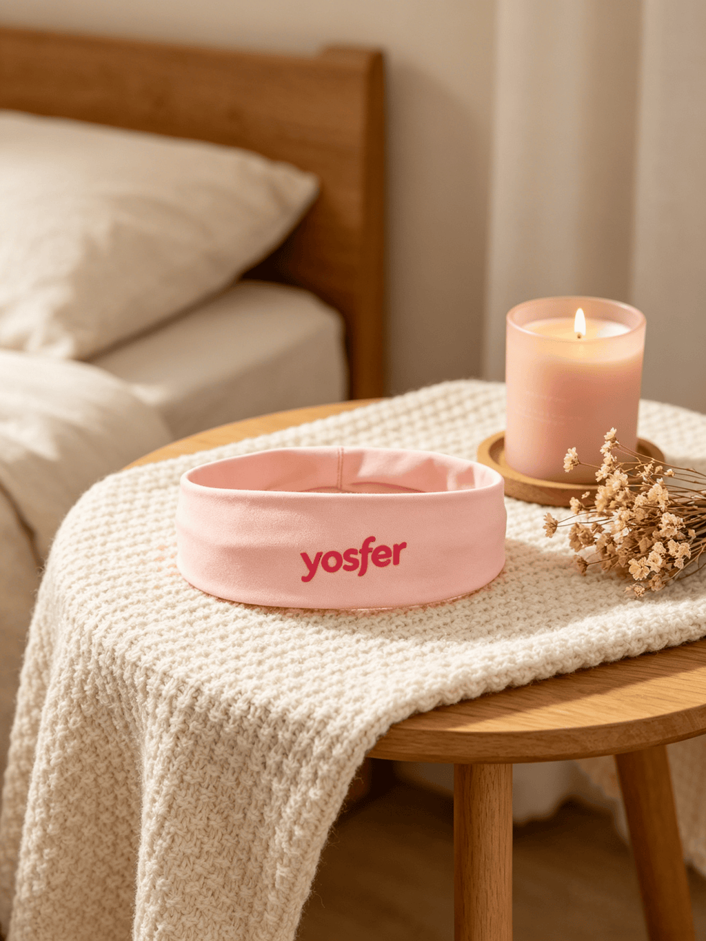 Yosfer Light Pink Logo Print Sports Headband