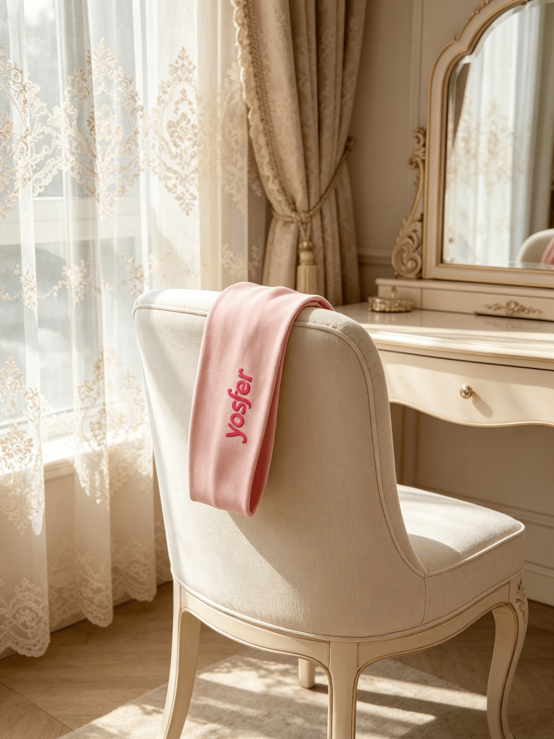 Yosfer Light Pink Logo Print Sports Headband