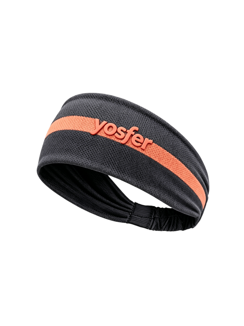 Yosfer Dark Grey & Coral Stripe Breathable Mesh Sports Headband
