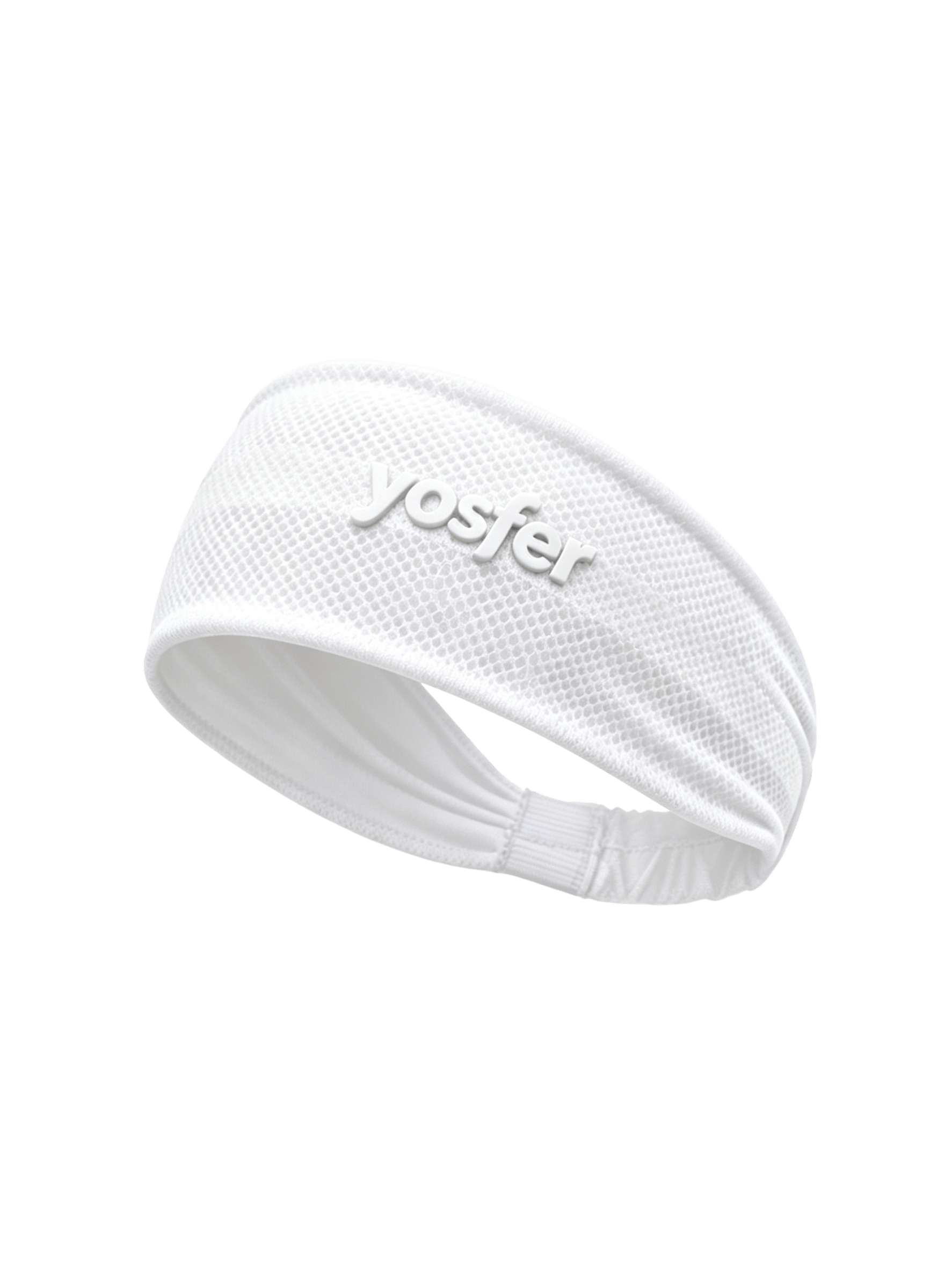 Yosfer White Mesh Fabric Elastic Workout Headband