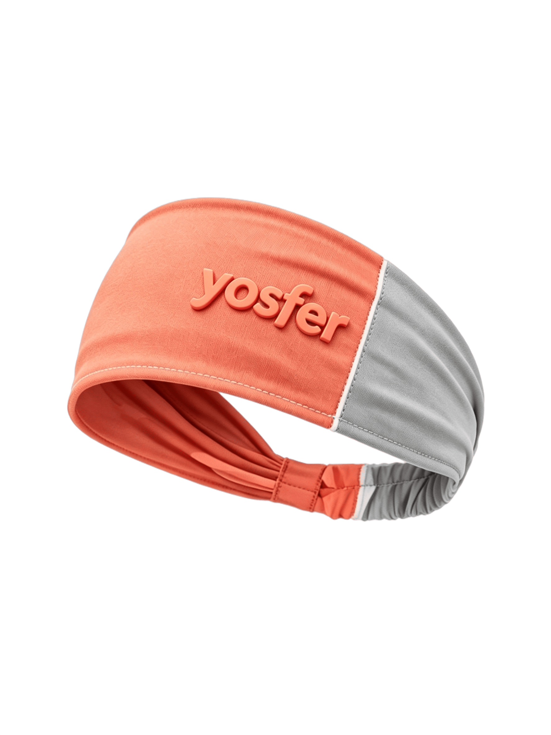 Yosfer Coral & Grey Color Block Soft Fabric Sports Headband