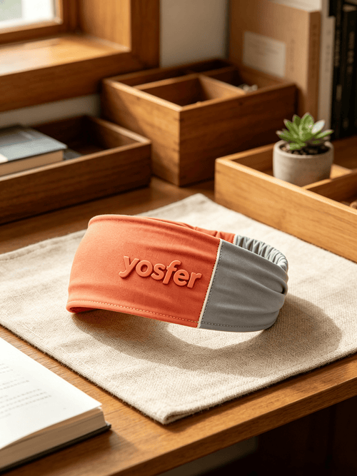Yosfer Coral & Grey Color Block Soft Fabric Sports Headband