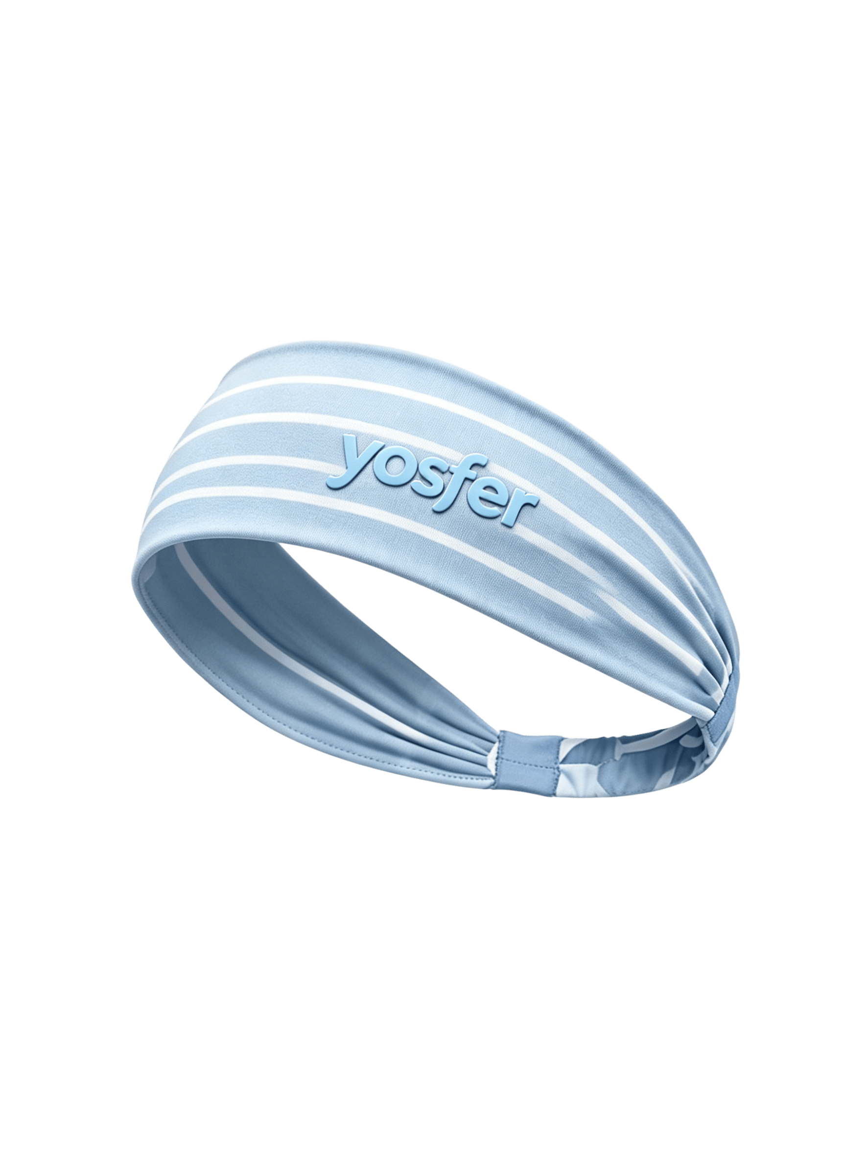 Yosfer Light Blue & White Stripe Soft Elastic Sports Headband