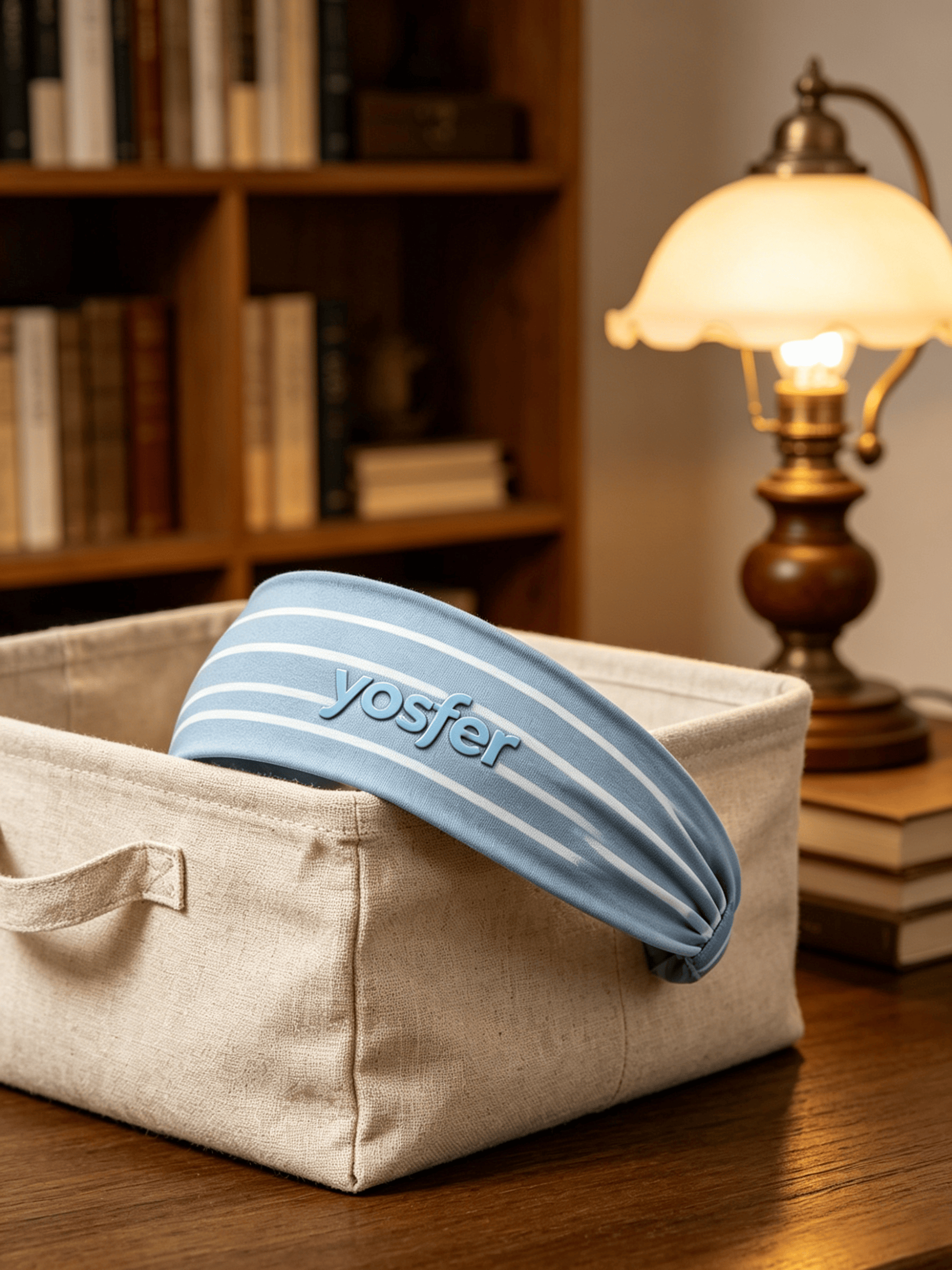Yosfer Light Blue & White Stripe Soft Elastic Sports Headband