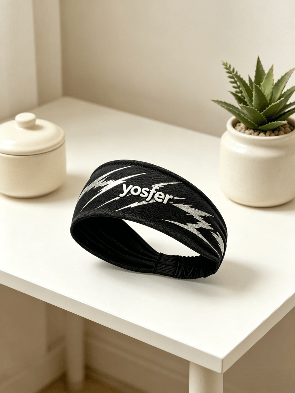 Yosfer Cool Black Lightning Print Breathable Fitness Headband