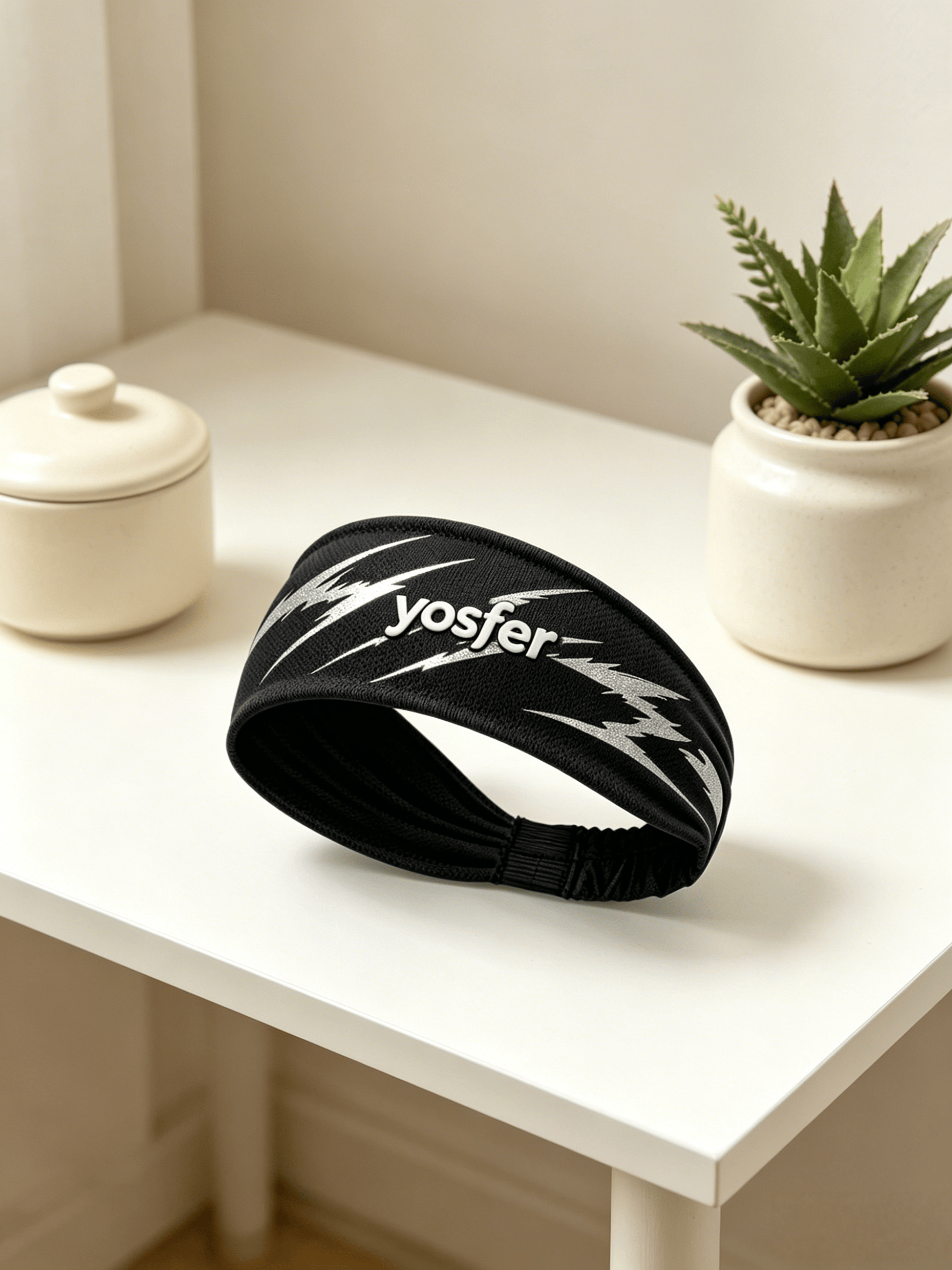 Yosfer Cool Black Lightning Print Breathable Fitness Headband