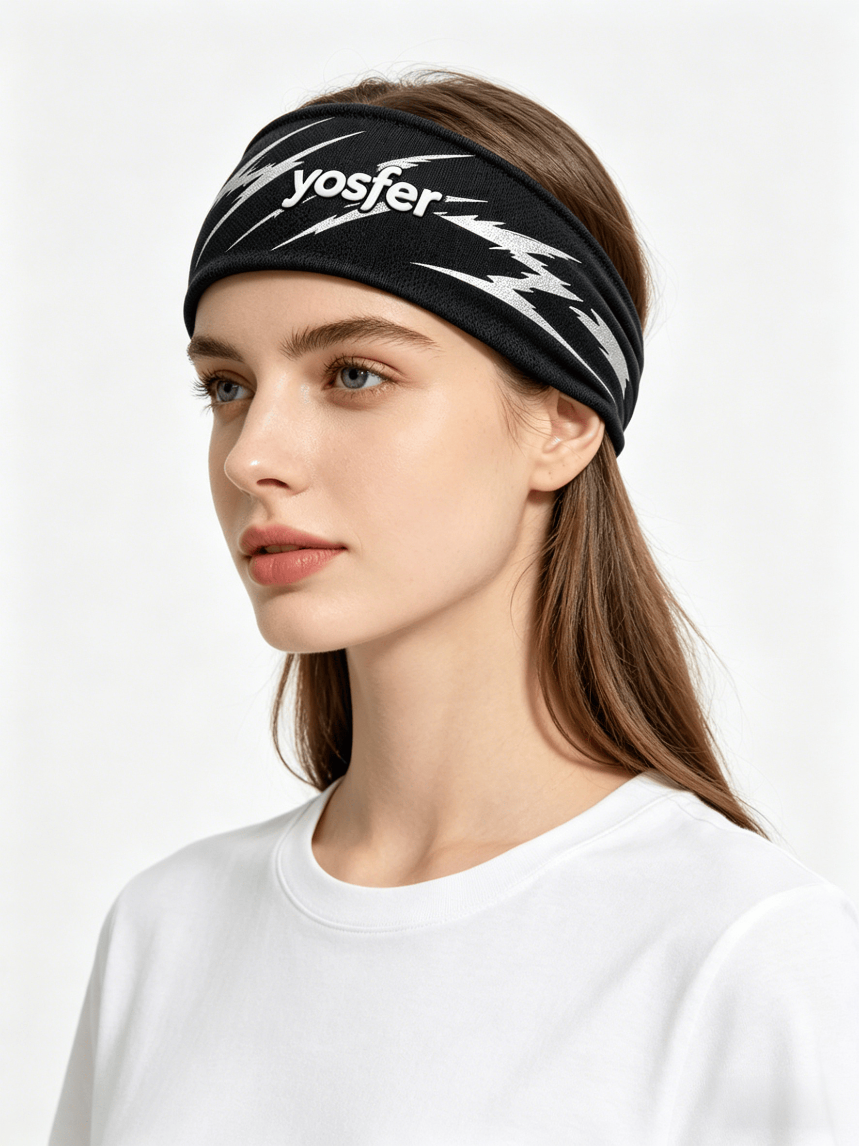 Yosfer Cool Black Lightning Print Breathable Fitness Headband