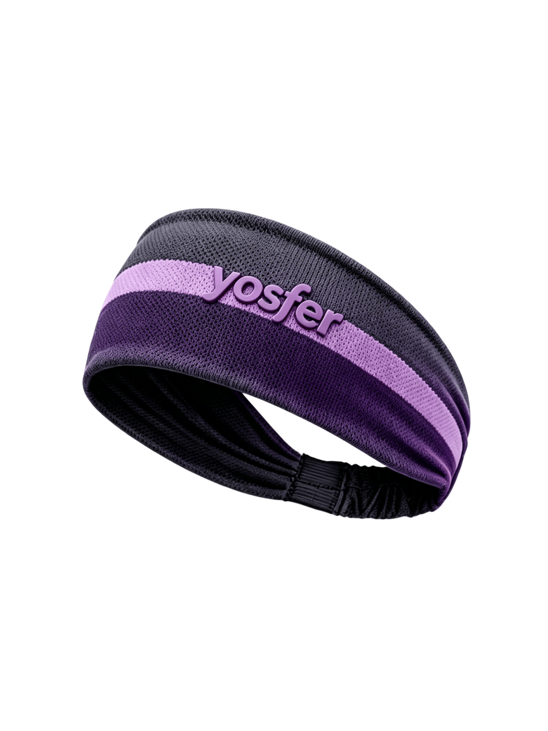 Yosfer Mesh Fabric with Purple Gradient Stripe Fitness Headband