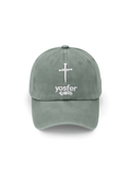 Yosfer Washed Olive Green Cross Logo Baseball Cap
