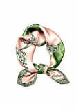Yosfer Retro Pink and Green Botanical Print Satin Neckerchief