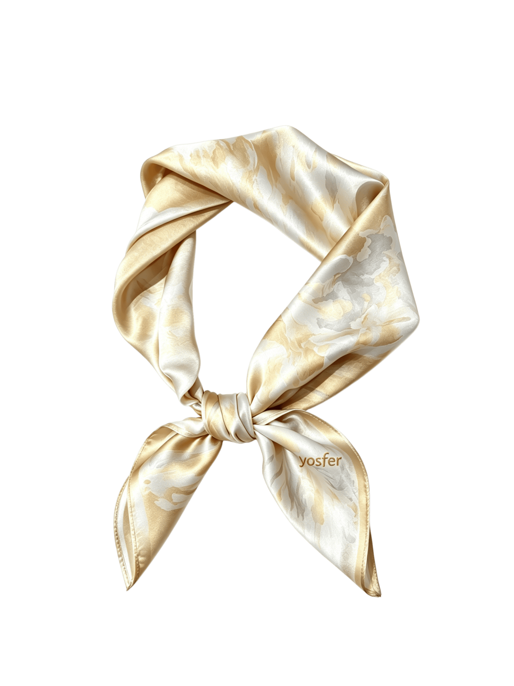 Yosfer Luxe Champagne-Tone Watercolor Pattern Neckerchief