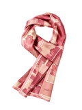 Yosfer Dusty Rose Patchwork Rose Print Satin Long Scarf