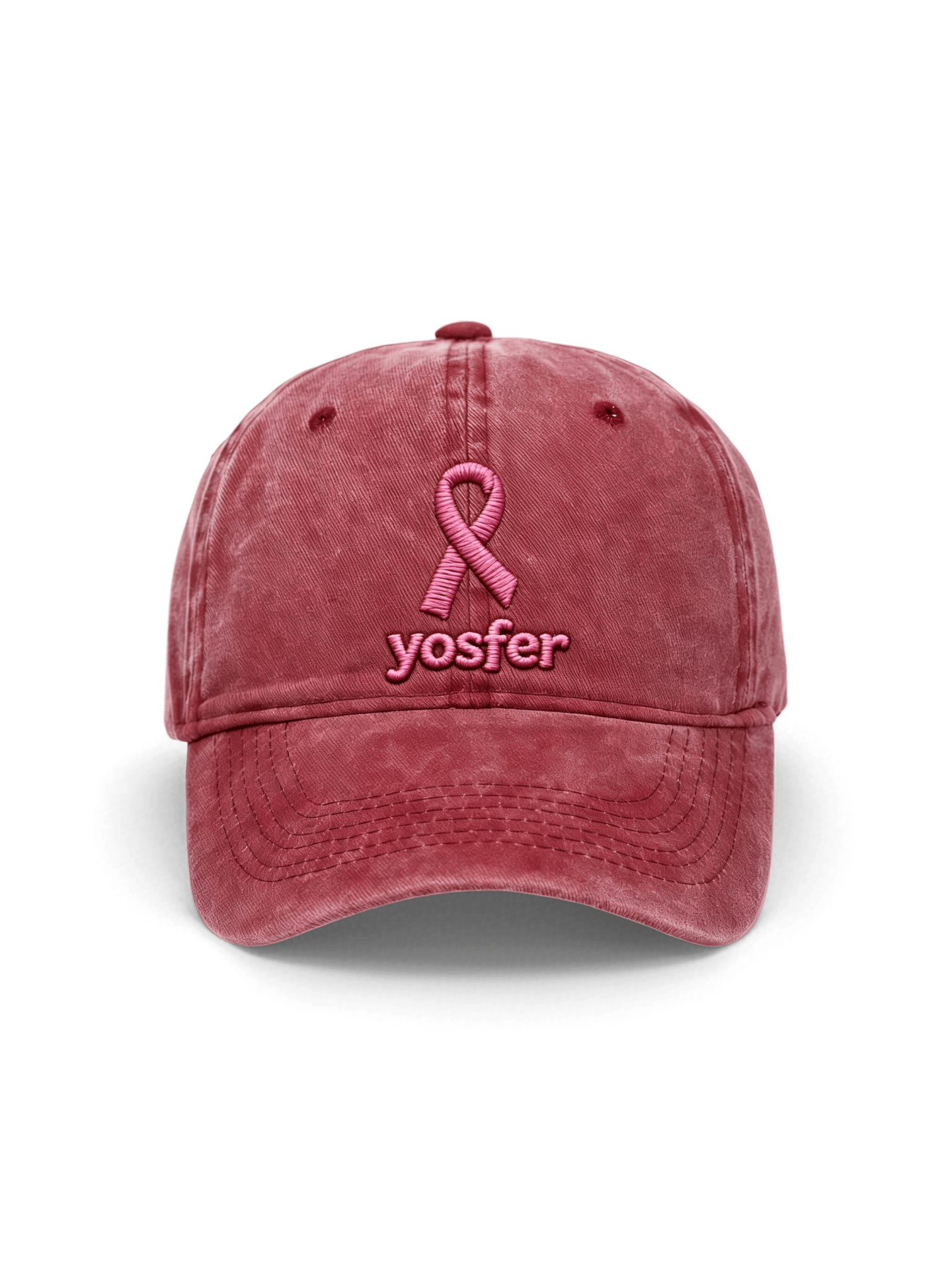 Yosfer Dusty Red Pink Ribbon Casual Baseball Cap