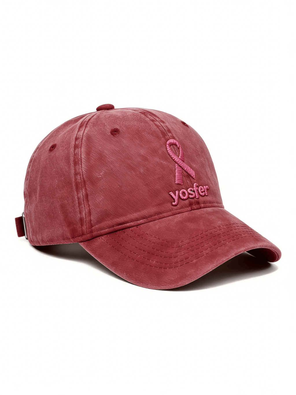 Yosfer Dusty Red Pink Ribbon Casual Baseball Cap