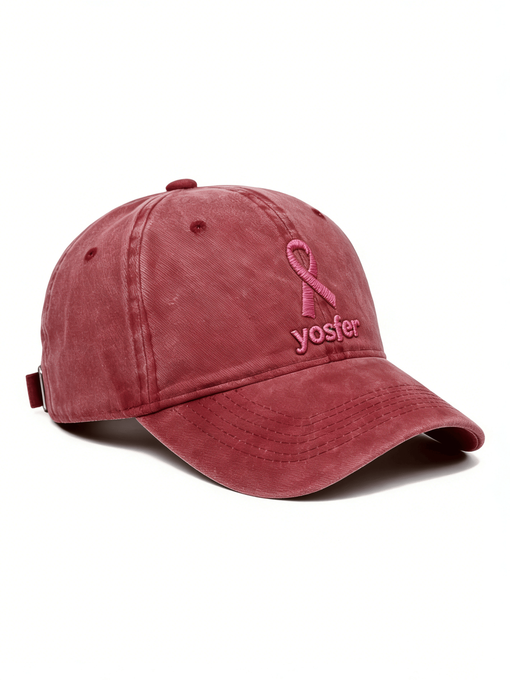 Yosfer Dusty Red Pink Ribbon Casual Baseball Cap